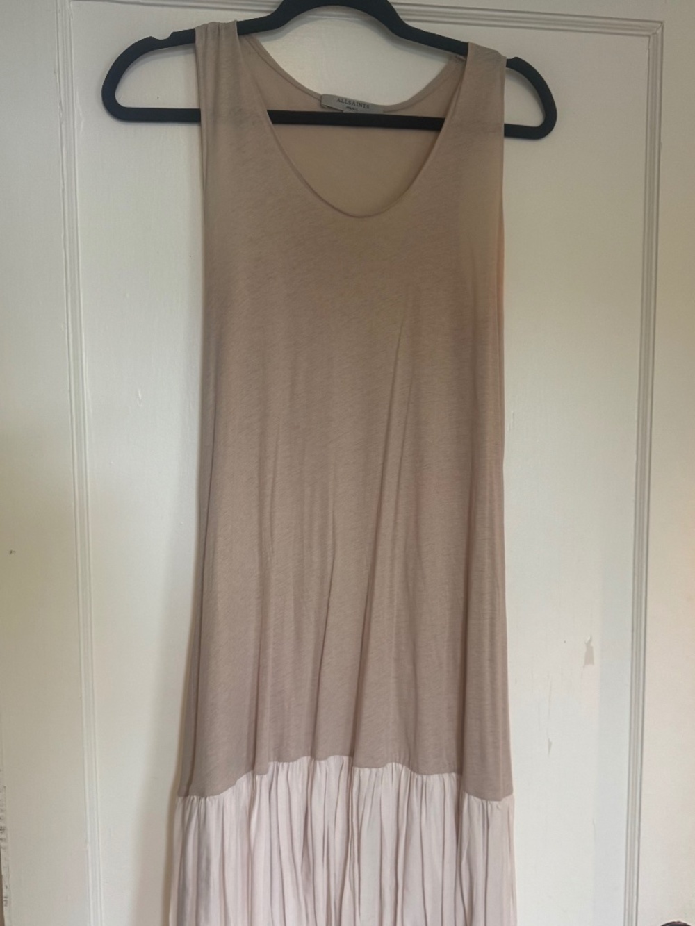 AllSaints Blush Sleeveless Drop Waist Ruffle Hem Dress Small